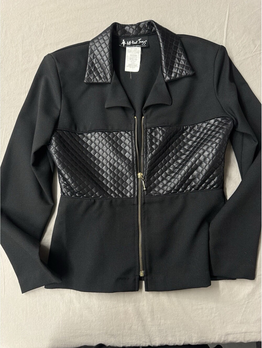 Vintage ALL THAT JAZZ Chorus Line Co Women's Polyester Full Zip Jacket Sz 3/4